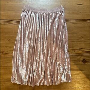 A New Day blush pink velvet romantic pleated midi skirt SIZE M